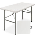 Portable Folding Plastic Dining Table w/ Handle, Lock - 4ft - White