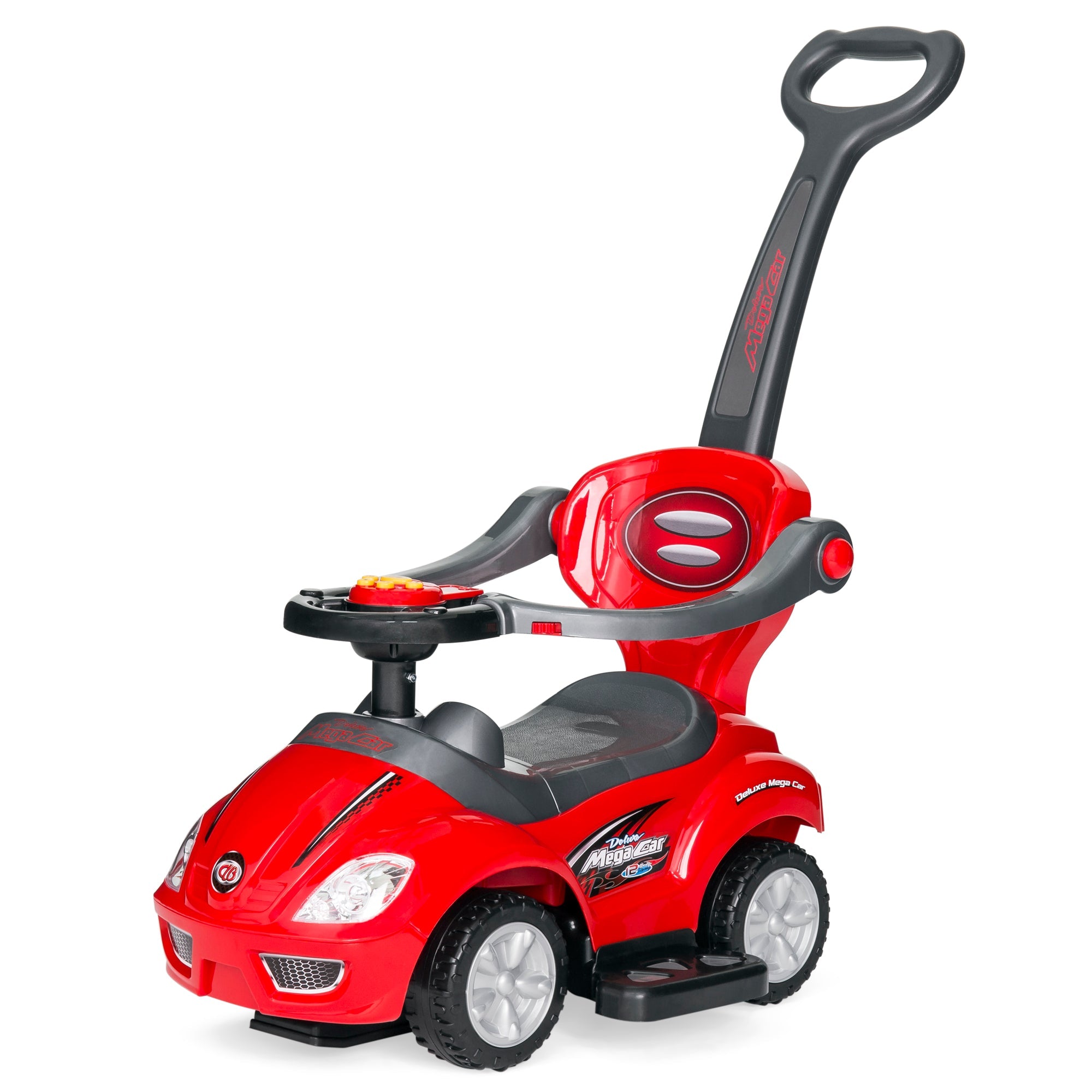 3-in-1 Kids Push Car w/ Handle and Horn - Red