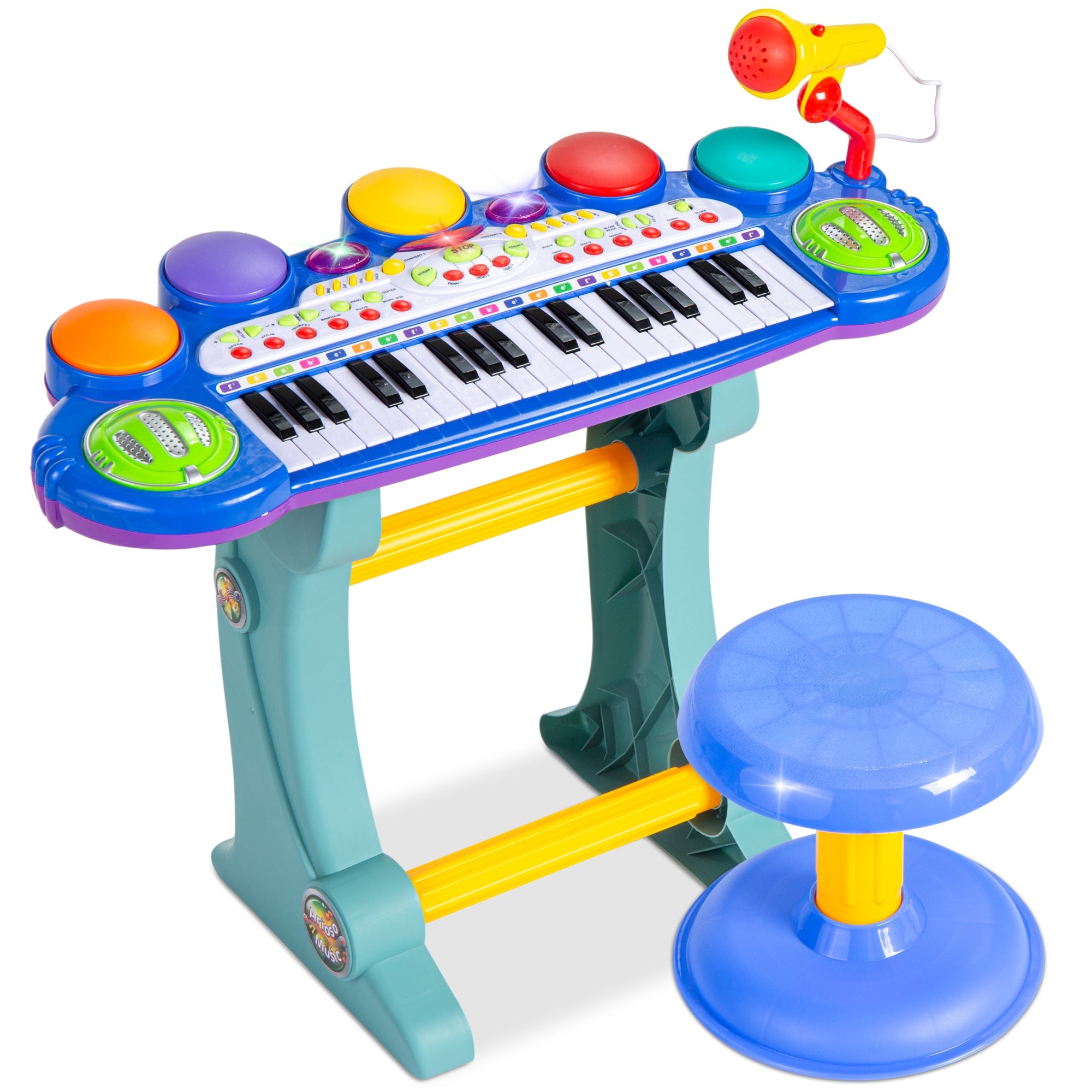 37-Key Kids Electric Keyboard w/ Microphone, Stool - Blue