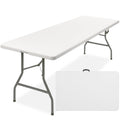 Portable Folding Plastic Dining Table w/ Handle, Lock - 8ft - White