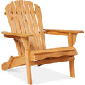 Folding Wooden Adirondack Chair, Accent Furniture w/ Natural Woodgrain - Natural