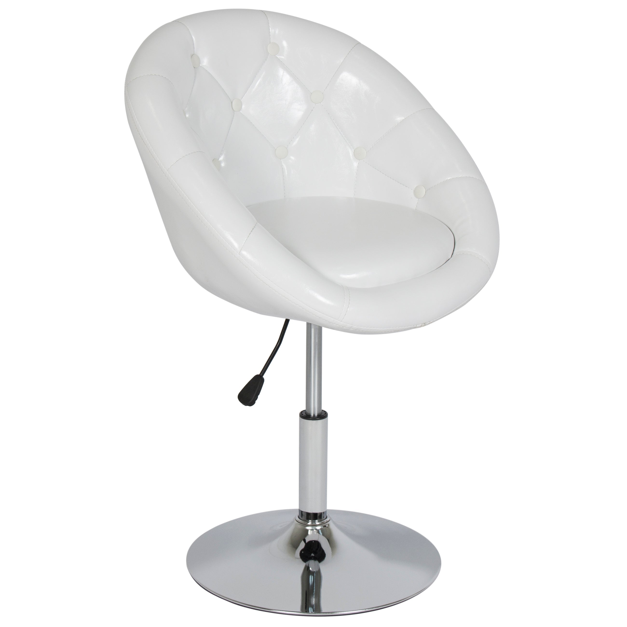 Adjustable Tufted Round Swivel Accent Chair - White