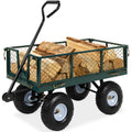 Steel Garden Utility Cart Wagon w/ 400lb Capacity, Removable Sides, Handle - Green