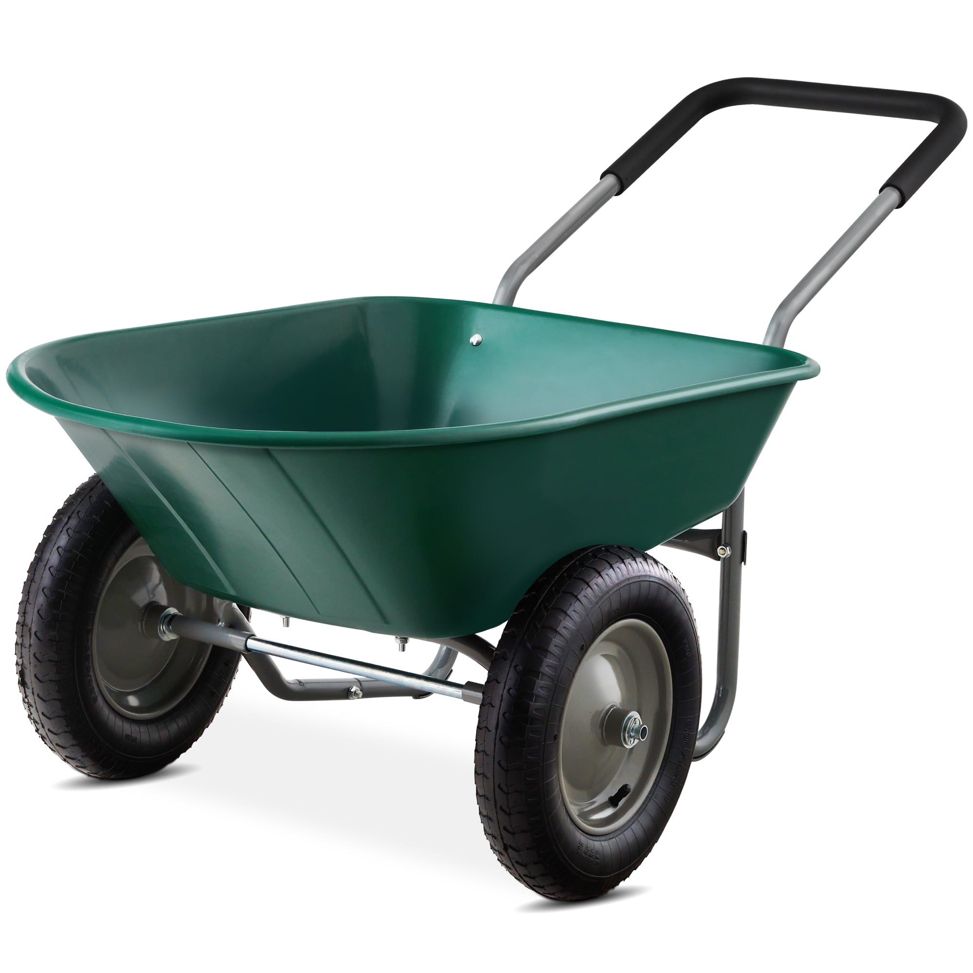 Dual-Wheel Wheelbarrow Garden Cart - Green
