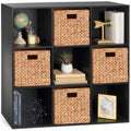 9-Cube Bookshelf Storage Display w/ 3 Removable Panels, Customizable Design - Black