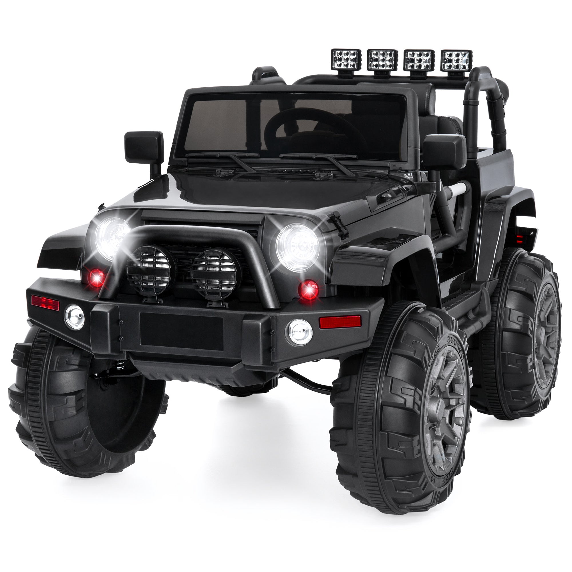 Jumbo 12V Kids Electric Ride On Car with Parent Remote, Seat Harness - Black