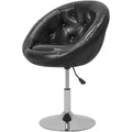 Adjustable Tufted Round Swivel Accent Chair - Black