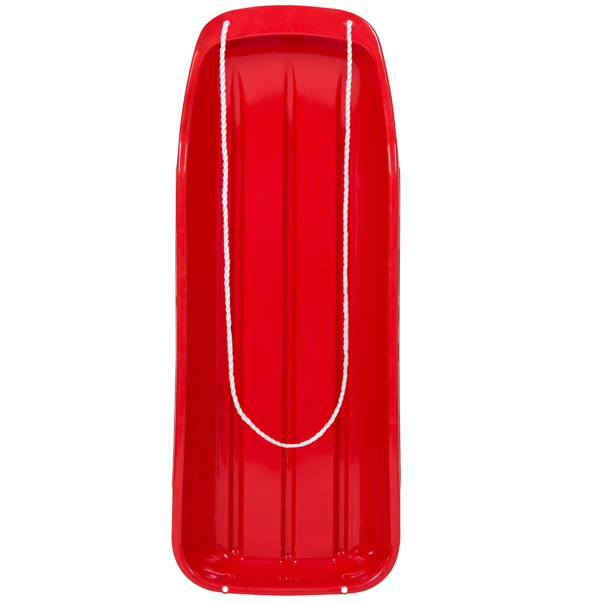 48in Kids Toboggan Snow Sled Board w/ Pull Rope, Curved Edges - Red
