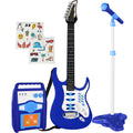 Kids Electric Guitar Toy Play Set w/ 6 Songs, Microphone, Amp - Blue