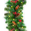 9Ft Pre-Lit Christmas Garland W/ 2-In-1 Led Lights - Green/Berries - Battery