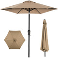 Outdoor Steel Market Patio Umbrella Decoration w/ Tilt, Crank Lift - 10ft - Tan