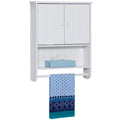Bathroom Wall Storage Organization Cabinet w/ Double Doors, Towel Bar - White