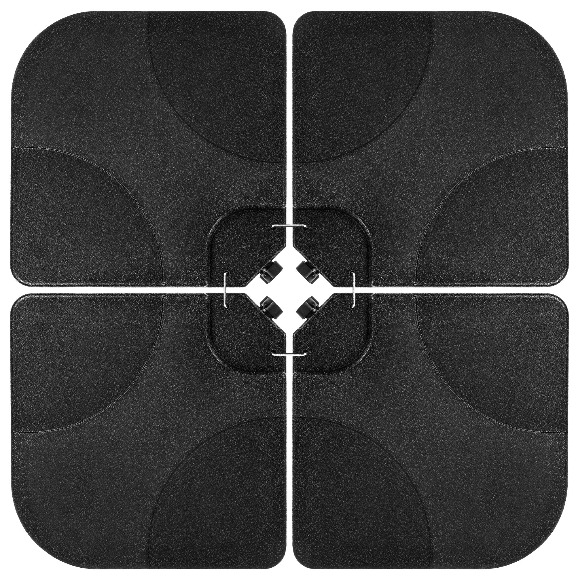 4-Piece Cantilever Offset Patio Umbrella Stand Square Base Plate Set - Black