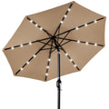 Solar LED Lighted Patio Umbrella w/ Tilt Adjustment, UV-Resistant - 10ft - Tan