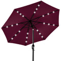Solar LED Lighted Patio Umbrella w/ Tilt Adjustment, UV-Resistant - 10ft - Burgundy