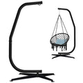 Curved Hanging Hammock C-Stand w/ All-Weather, Steel Frame - Stand Only - Black