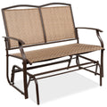 2-Person Patio Loveseat Swing Glider, Bench Rocker w/ Armrests - Brown