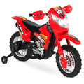 6V Kids Electric Ride-On Motorcycle Toy w/ Training Wheels, Lights, Music - Red