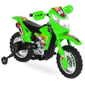 6V Kids Electric Ride-On Motorcycle Toy w/ Training Wheels, Lights, Music - Green