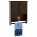 Bathroom Wall Storage Organization Cabinet w/ Double Doors, Towel Bar - Espresso