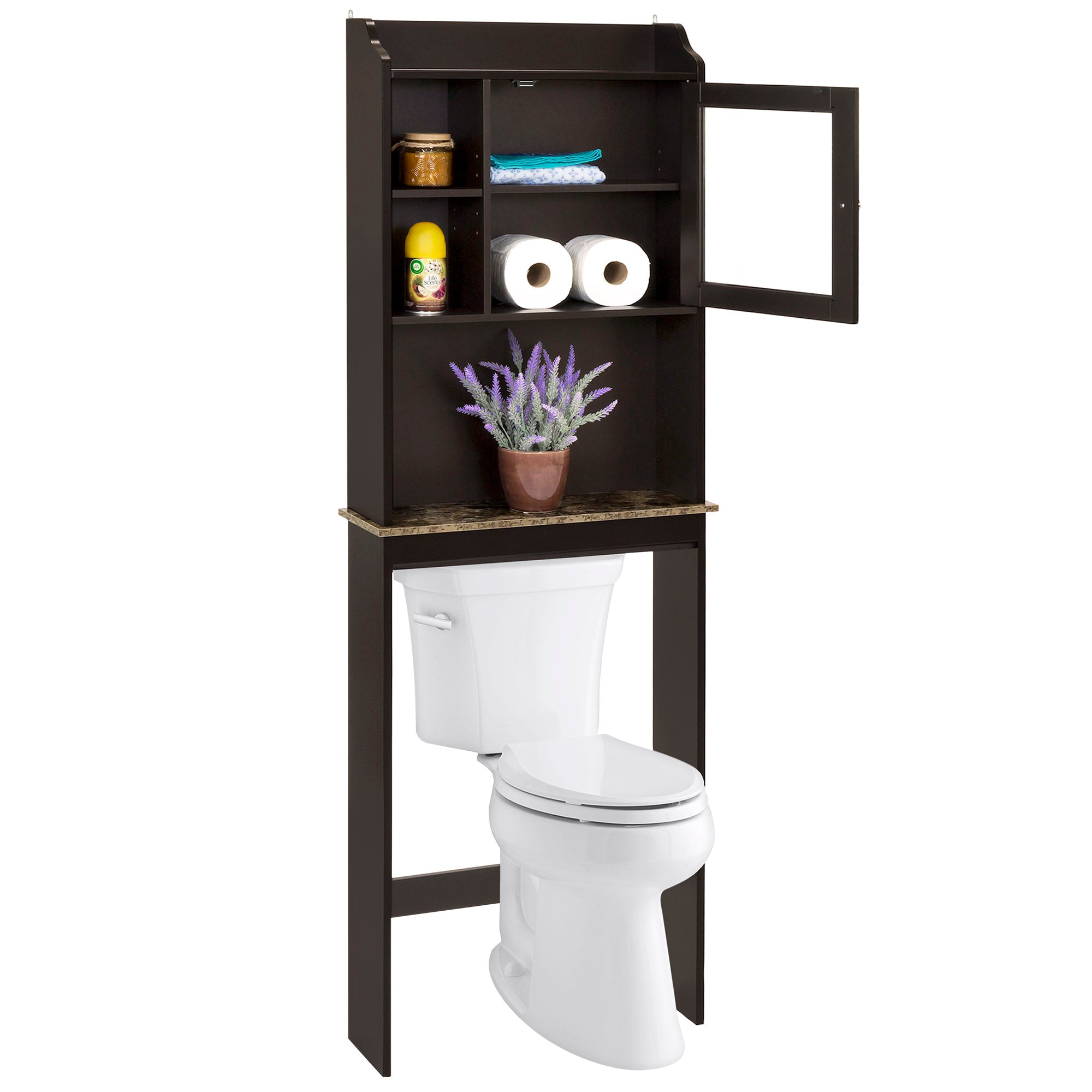 Over-the-Toilet Bathroom Storage Cabinet w/ 1 Door - Espresso