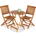 3-Piece Acacia Wood Bistro Set w/ Folding Table, 2 Chairs - Natural