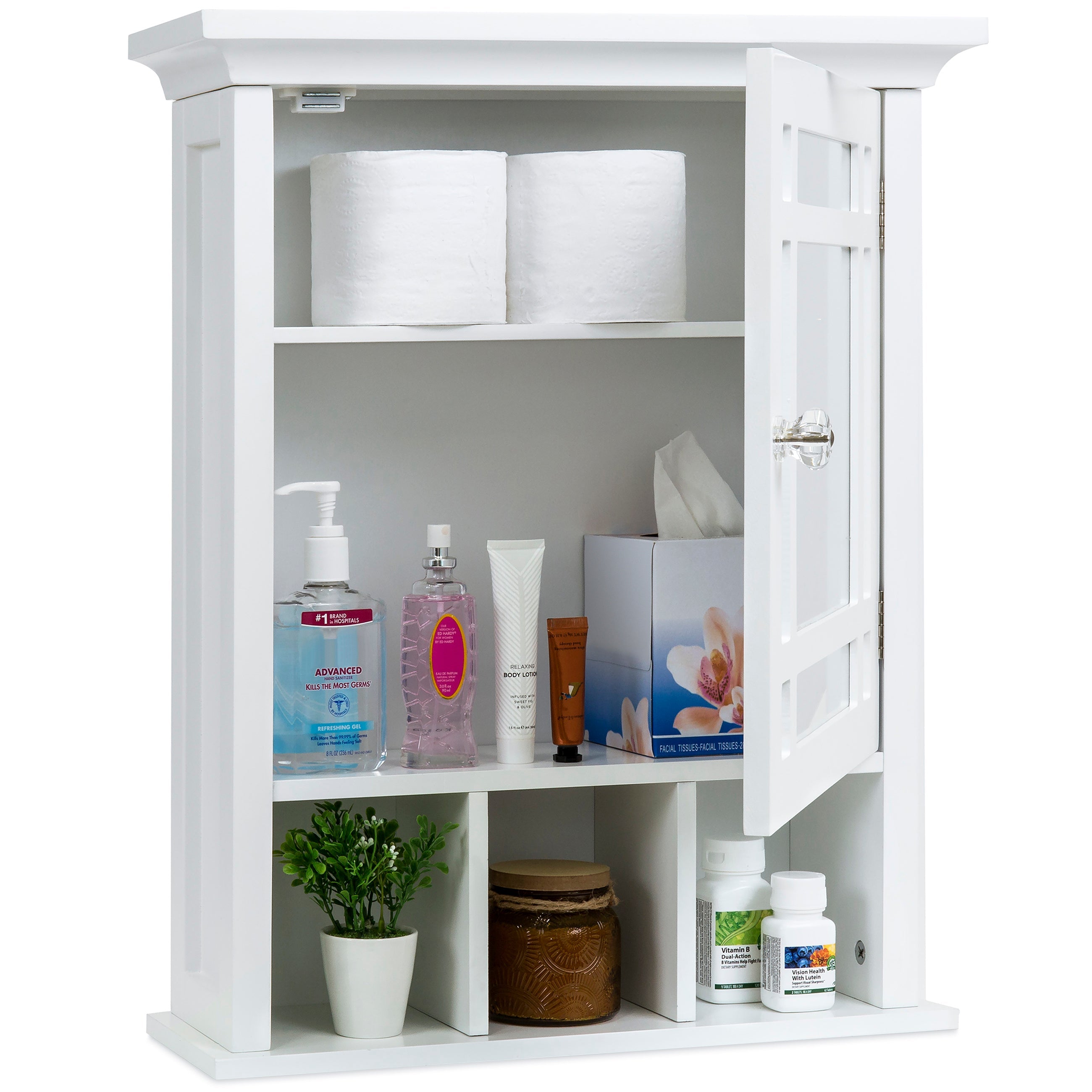 Bathroom Vanity Mirror Wall Storage Cabinet - White