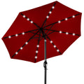 Solar LED Lighted Patio Umbrella w/ Tilt Adjustment, UV-Resistant - 10ft - Red