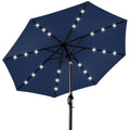 Solar LED Lighted Patio Umbrella w/ Tilt Adjustment, UV-Resistant - 10ft - Navy Blue