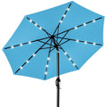 Solar LED Lighted Patio Umbrella w/ Tilt Adjustment, UV-Resistant - 10ft - Sky Blue