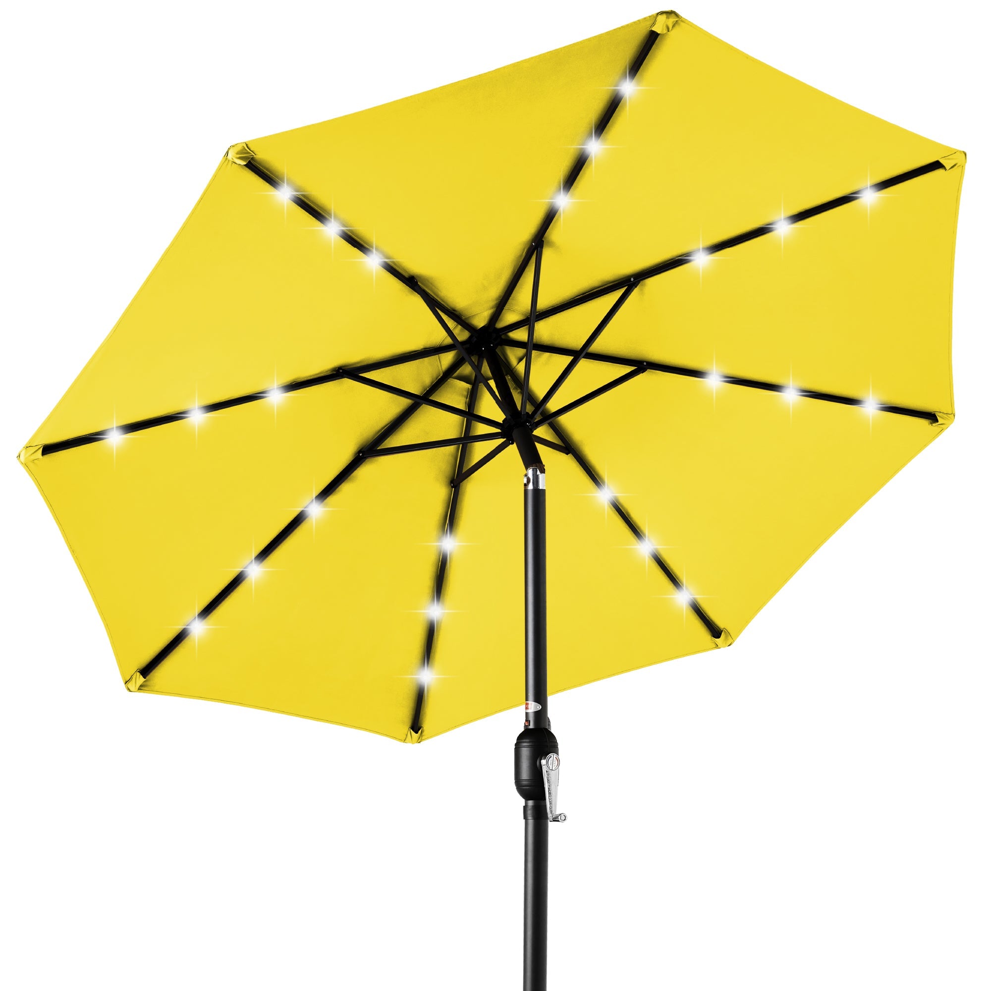 Solar LED Lighted Patio Umbrella w/ Tilt Adjustment, UV-Resistant - 10ft - Yellow