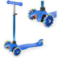Kids Mini Kick Scooter Toy w/ Colorful Light-Up Wheels, Adjustable T-Bar - Blue