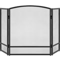 3-Panel Simple Steel Mesh Fireplace Screen w/ Worn Finish - 47.5x27.25in - Black