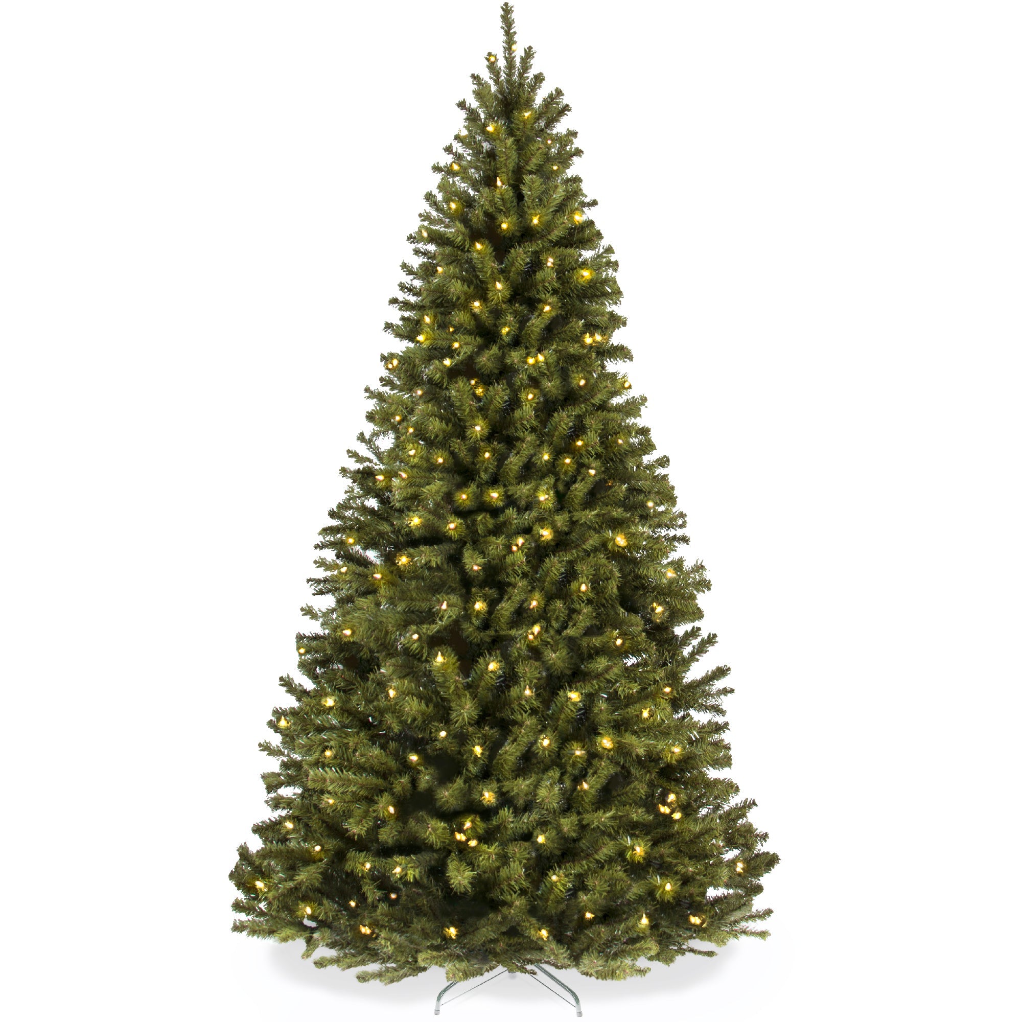 Pre-Lit Artificial Spruce Christmas Tree w/ Foldable Metal Base - 9ft