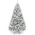 Snow Flocked Artificial Pine Christmas Tree w/ Foldable Metal Base - 6ft