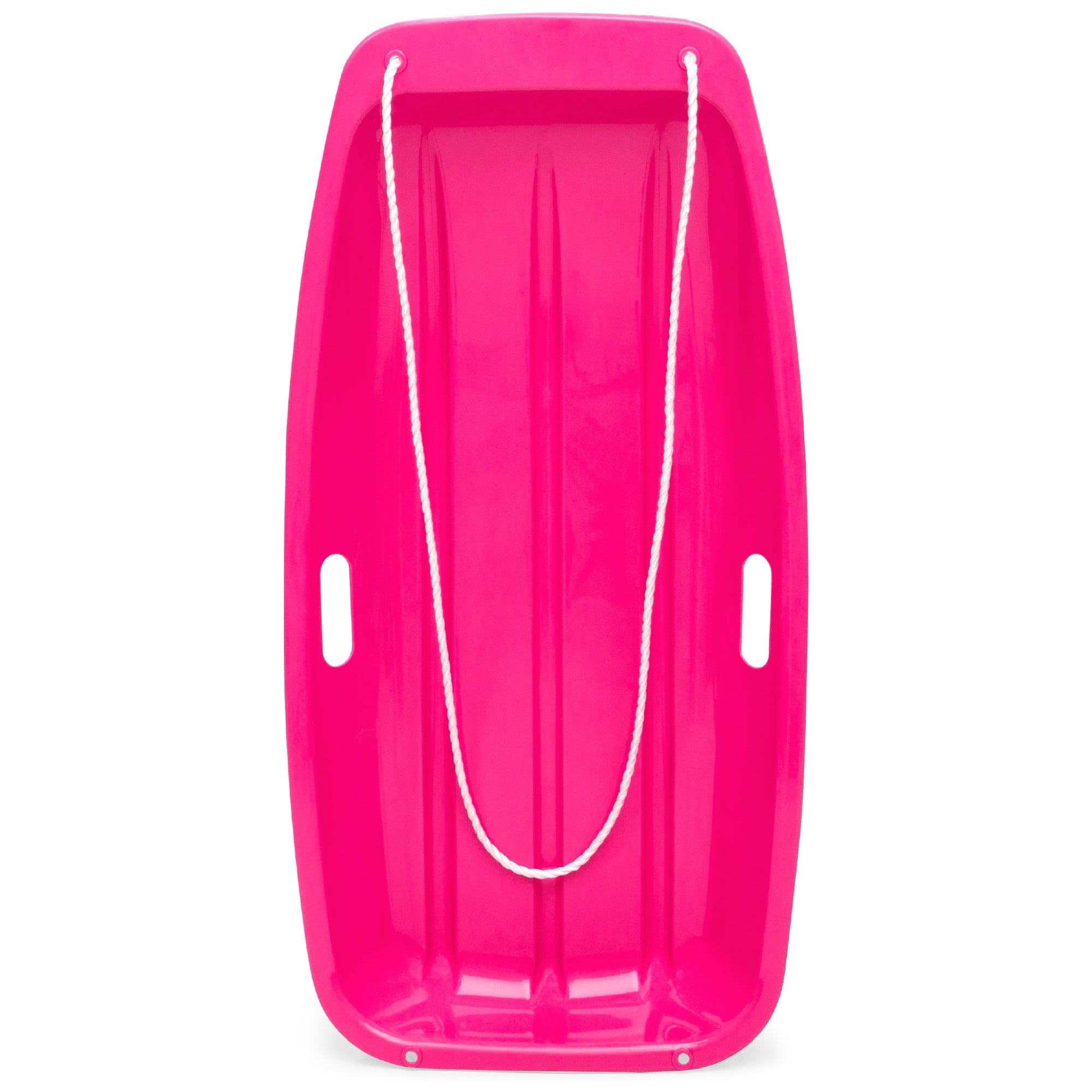 Kids Outdoor Plastic Toboggan Snow Sled Board w/ Pull Rope, Handles - 35in - Pink