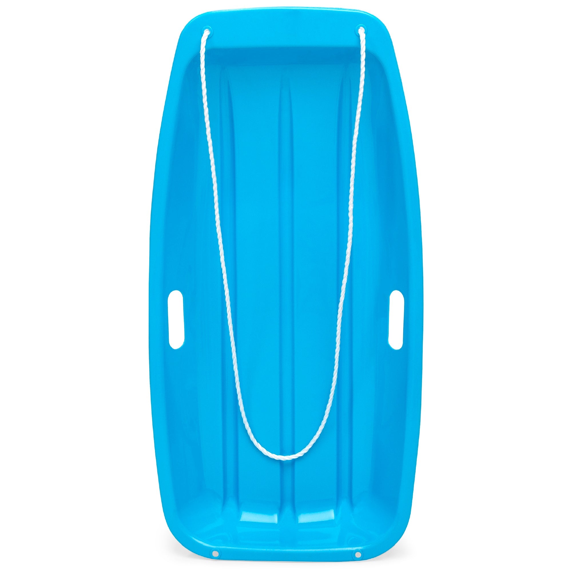 Kids Outdoor Plastic Toboggan Snow Sled Board w/ Pull Rope, Handles - 35in - Blue