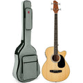 Acoustic Electric Bass Guitar w/ Equalizer, Truss Rod, Padded Gig Bag - Natural