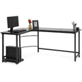 Modern L-Shaped Corner Computer Desk Table Workstation w/ CPU Stand - Black