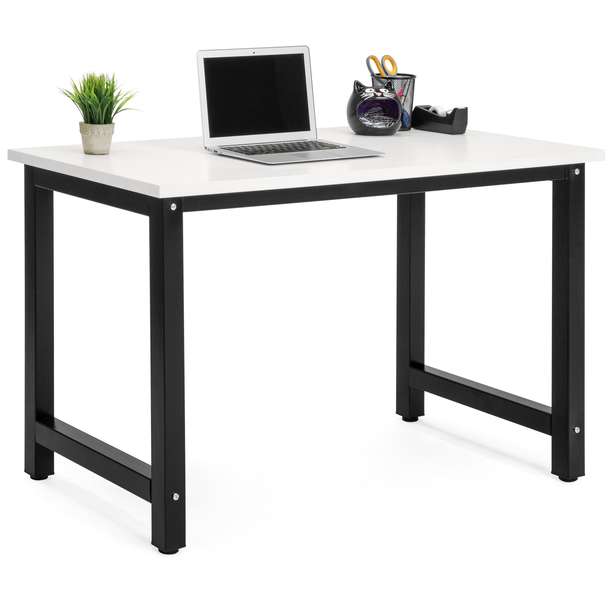 47.25x23.5in Home Office Computer Desk Workstation Table w/ Adjustable Legs - White