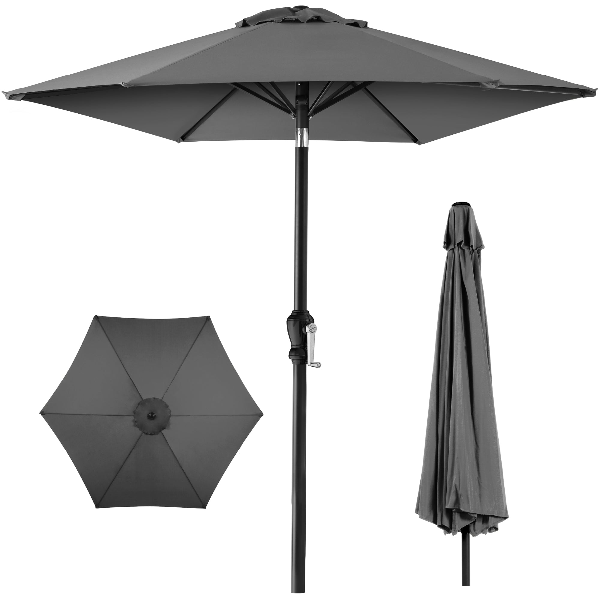 Outdoor Steel Market Patio Umbrella Decoration w/ Tilt, Crank Lift - 10ft - Gray