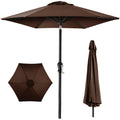 Outdoor Steel Market Patio Umbrella Decoration w/ Tilt, Crank Lift - 10ft - Brown