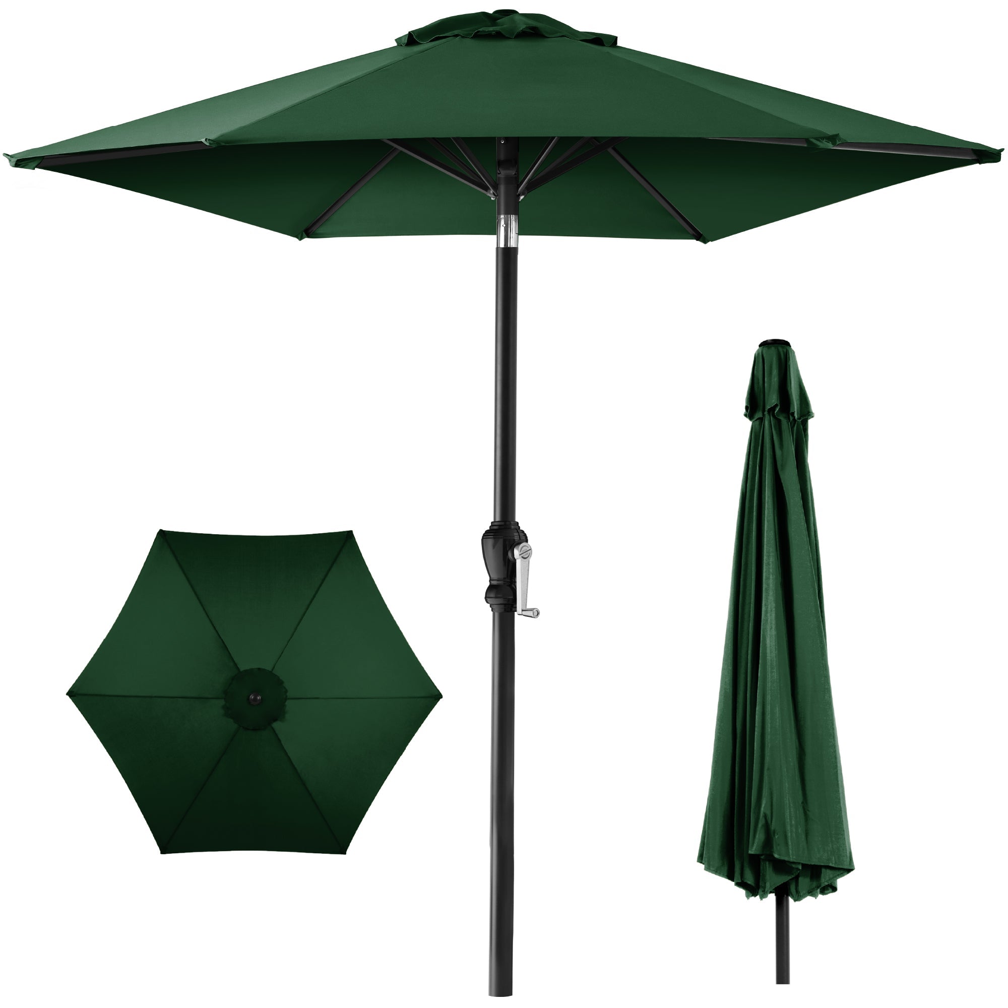 Outdoor Steel Market Patio Umbrella Decoration w/ Tilt, Crank Lift - 10ft - Green