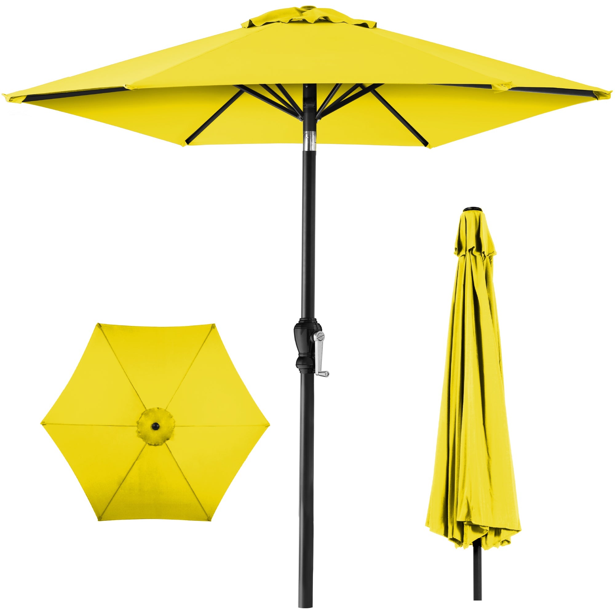Outdoor Steel Market Patio Umbrella Decoration w/ Tilt, Crank Lift - 10ft - Yellow