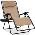 Oversized Reclining Zero Gravity Chair Lounger w/ Cup Holder, Pillow - Tan