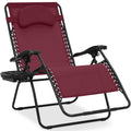 Oversized Reclining Zero Gravity Chair Lounger w/ Cup Holder, Pillow - Burgundy