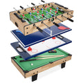 4-in-1 Multi Game Table Set w/ Air Hockey, Table Tennis, Billiards, Foosball - Natural