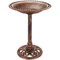 Vintage Outdoor Garden Bird Bath w/ Fleur-de-Lis Accents - Copper