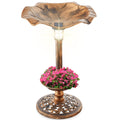 Solar Lighted Bird Bath w/ Planter - Bronze