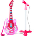 Kids Pretend Play Guitar Musical Instrument Toy w/ Microphone, Stand - 19in - Pink